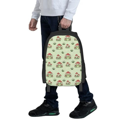 Sturdy Polyester Shoulder Pack Mushroom Frog Green, Anti Theft Spacious Camping Rucksack Casual Daily Bag for Men Women Fitness Outdoor Activity - color: Design (879)