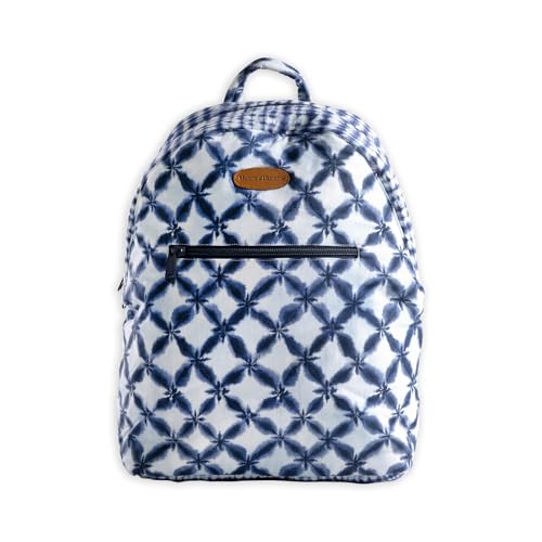 Maison d' Hermine Backpack for Women Men Cotton Shoulder Multipurpose Rucksack with Small Pouch Lightweight Multi Pocket Bag for Travel Work Beach Perfect for Spring Summer (Shibori) - color: 53 - Shibori