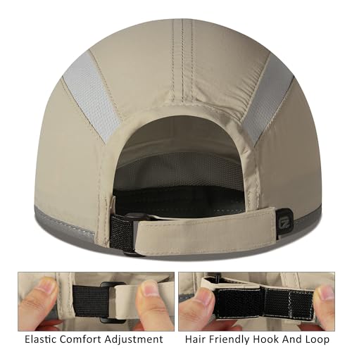 GADIEMKENSD Reflective Folding Outdoor Hat Unstructured Design UPF 50+ Sun Protection Sport Hats for Womens and Mens - color: Khaki