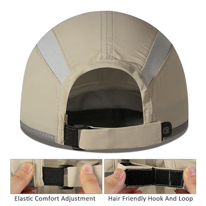 GADIEMKENSD Reflective Folding Outdoor Hat Unstructured Design UPF 50+ Sun Protection Sport Hats for Womens and Mens - color: Khaki