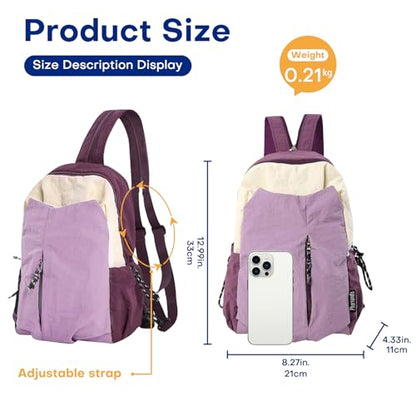 Ultralight Convertible Sling Backpack - Wear as Crossbody or Backpack for Commuting, Hiking, Travel and Cycling (Purple) - color: Purple