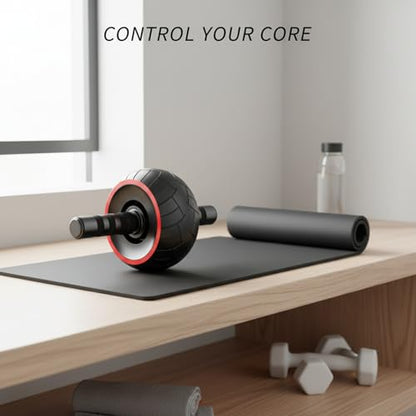 Ab Wheel Roller with Kneeling Pad, Non-Rebound TPU Exercise Wheel for Core Strength, Stable Steel Axle Home Fitness Trainer
