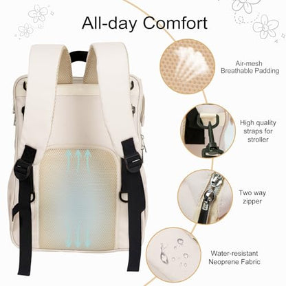Western Diaper Bag with Changing Pad, Large Baby Bags Backpack with Stroller Straps & Insulated Pockets, Multifunction Waterproof Travel Diapers Back pack for Women & Man, Boho - color: Khaki