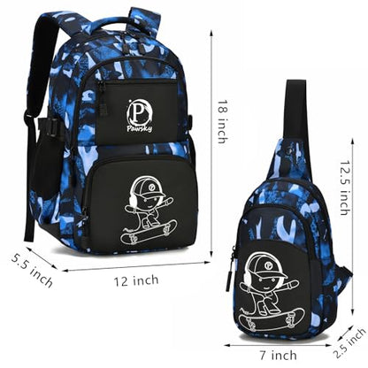 School Backpack for Boys, Waterproof Laptop Backpack with USB Charging Port, Anime Cartoon Luminous Backpack Lightweight Kids Bookbag for Teen Boys - style: Skateboard-4