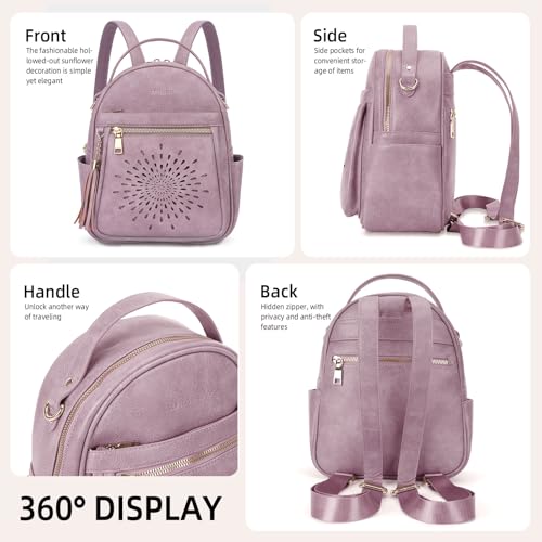 APHISON Small Backpack Purse for Women Cute PU Leather Mini Backpacks Ladies Casual Lightweight Travel Daypack Waterproof - color: 5-purple, size: Small