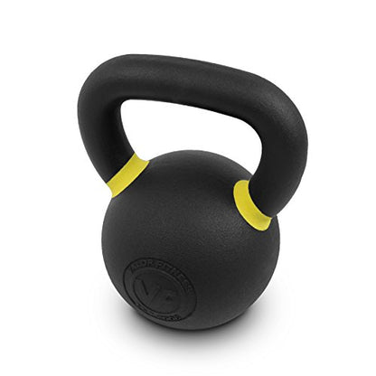 Valor Fitness Premium Cast Iron Kettlebells Powder Coated Kettle Bell Weights - Includes LB and KG Weight - color: F: 35LB