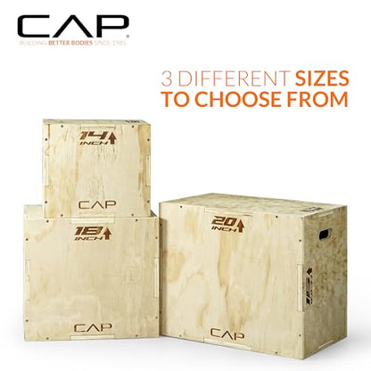CAP Barbell 3-in-1 Plyometric Box | Multiple Styles and Sizes - size: 20in x 18in x 16in, style: WOOD