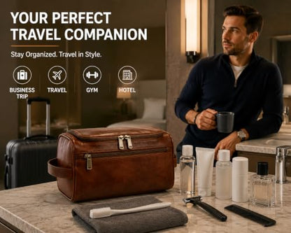 Personalized Leather Toiletry Bag for Men, Suitable Gifts for Father's Day and Wedding Party Groomsmen