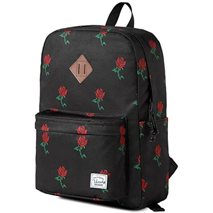 VASCHY Backpack for School, Lightweight Water Resistant Bookbag Casual Daypack for Women/Teen Girls Roses - color: Z-roses