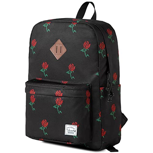 VASCHY Backpack for School, Lightweight Water Resistant Bookbag Casual Daypack for Women/Teen Girls Roses - color: Z-roses