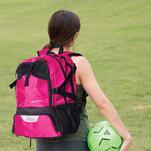 Athletico National Soccer Bag - Backpack for Soccer, Basketball & Football Includes Separate Cleat and Ball Holder - color: Pink