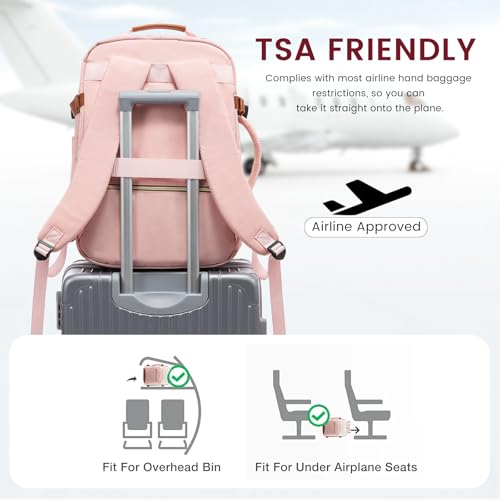 LOVEVOOK 50L Travel Backpack for Women & Men, Airline Approved Carry On Luggage with 3 Packing Cubes, TSA Overnight Bags, Waterproof Personal Item Bag, Weekender Essentials Backpacks fits 17" Laptop - color: Light Purple-beige-purple, size: X-Large