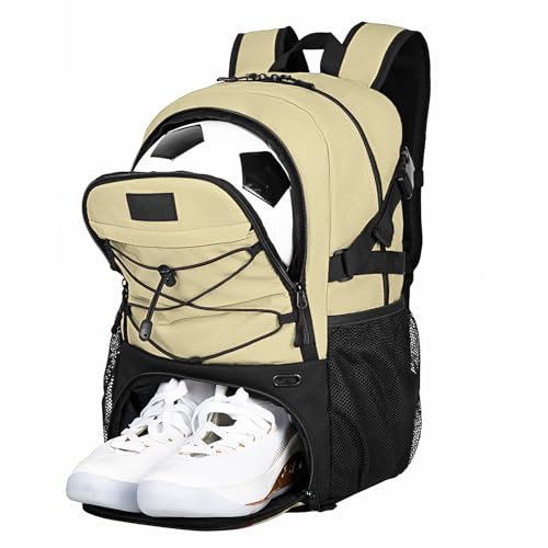 Goloni Soccer Backpack,Basketball Backpack with Ball Compartment & Shoe Compartment,Backpack for Basketball,Soccer - color: Yellow