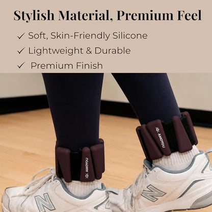 AMOYOU Wrist & Ankle Weights for Women – 2 lb Ankle Weights (Set of 2, 1 lb Each) | Arm Weights for Women | Leg Weights for Walking, Yoga, Cardio & Strength Training - color: Espresso