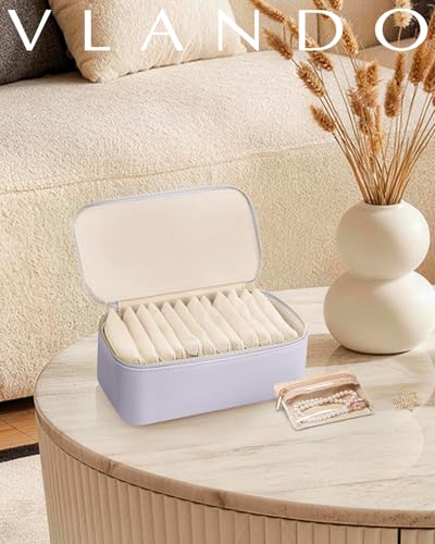 VLANDO Jewelry Box with 12 Velvet Jewelry Bags Travel Jewelry Case for Girls Jewelry Organizers Necklace Rings Earrings Storage Bags Holidays Gifts Bridal Shower Gifts-Purple - color: 12PCS-Purple