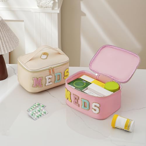 uekeboag Chenille Letter MEDS Nylon Makeup Bag(13Black) - color: 13Black