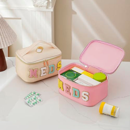uekeboag Chenille Letter MEDS Nylon Makeup Bag(13Black) - color: 13Black
