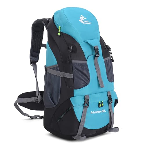 Bseash 50L Hiking Backpack, Water Resistant Lightweight Outdoor Sport Daypack Travel Bag for Camping Climbing Skiing Cycling (Lake Green - No Shoe Compartment) - color: Lake Green - No Shoe Compartment