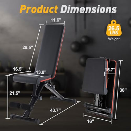 NEWBULIG Adjustable Weight Bench for Home Gym, Foldable Incline Decline Flat Workout Bench for Full Body Exercise, Bench Press and Sit Up Training Equipment, 795 lbs Capacity - color: Modern Black