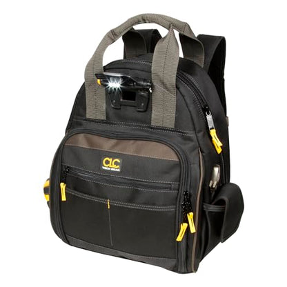 CLC Custom Leathercraft L255 Tech Gear 53 Pocket Lighted Backpack, Black - style: 53 Pocket Tool Backpack