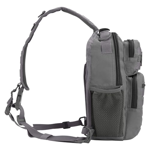 Rover Sling Pack Tactical Shoulder Sling Bag Backpack with Bottle Holder Crossbody Chest Bag, Grey - color: Grey