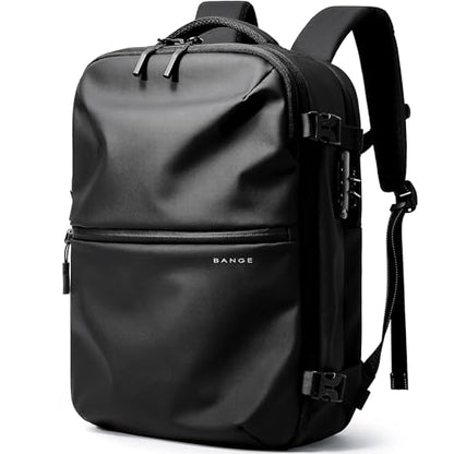 BANGE Travel Backpack with TSA lock version can hold 15.6 inch Laptop suitable Daily Commute and Overnight Flight Approved Anti-theft Bag - color: Black