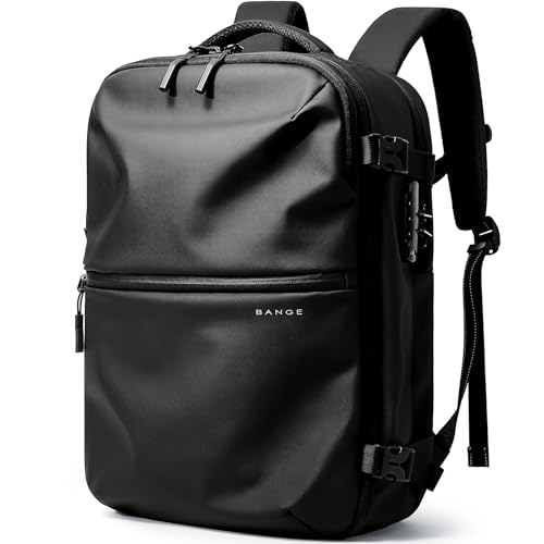BANGE Travel Backpack with TSA lock version can hold 15.6 inch Laptop suitable Daily Commute and Overnight Flight Approved Anti-theft Bag - color: Black