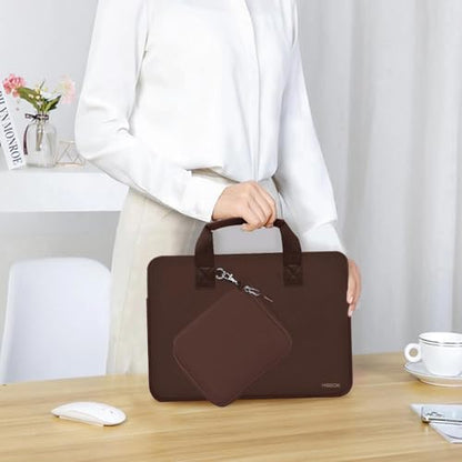 Hseok Laptop Sleeve 14 inch Case with Small Case, Compatible with MacBook Neo 14, MacBook Pro 14 M5/M4/M3/M2/M1, XPS 14 and Most 14 inch Notebooks, Neoprene Computer Handbag,Coffee - color: Coffee, size: 14"