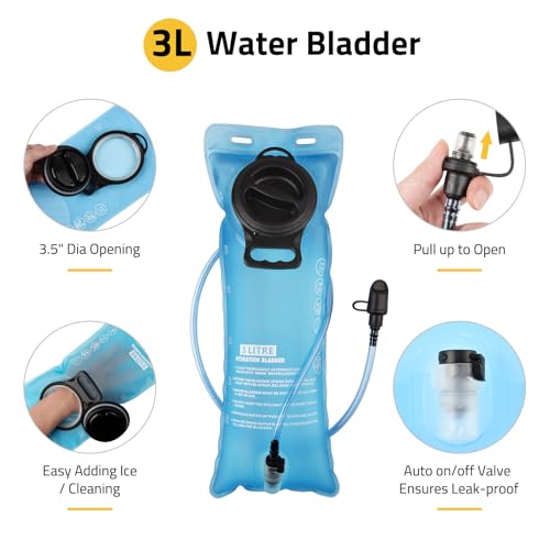CVLIFE Tactical Hydration Pack 3L - Lightweight Water Bag With Bladder for Men Women, Heavy Duty Molle Backpack for Hiking, Cycling, Running, Hunting