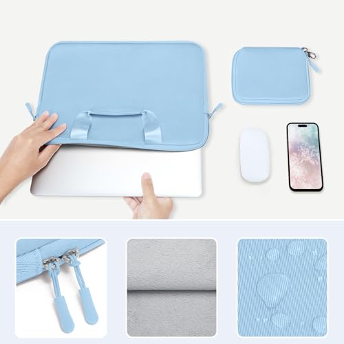 MOSISO Laptop Case 13 inch, Laptop Sleeve Bag Compatible with MacBook Neo 13 / Air M5 M4 M3 M2 M1 2026-2018 / Pro M2 M1, Neoprene Carrying Computer Bag with Handle&Detachable Small Case, Air Blue - color: Air Blue, size: 13 inch
