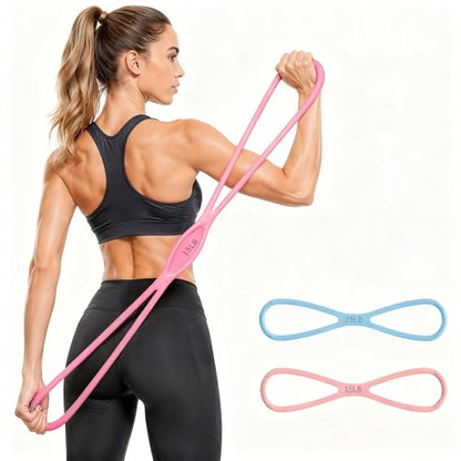 Resistance Bands, Figure 8 Resistance Bands for Women Men, 8 Shaped Resistance Rubber Band for Arms, Back, Shoulder Stretch with Handles, Not Break, Portable