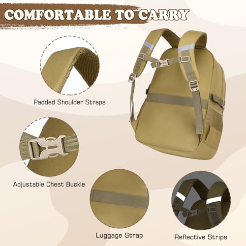 Camo Backpack for Boys, Tactical Boys Backpack with Lunch Box Pencil Case, Kids Backpacks with USB Charging Port, Military Army School Bookbag for Teen Boy Elementary Middle High School Camp - color: Brown