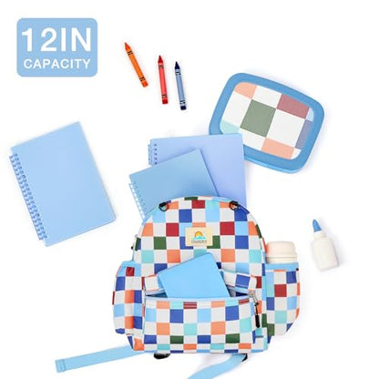 STEAMEDBUN Toddler Backpack Boys Girls 2-4, Preschool Daycare Backpack -12inch - color: Blue Checkerboard, size: Mini-12"H(not fit folder)