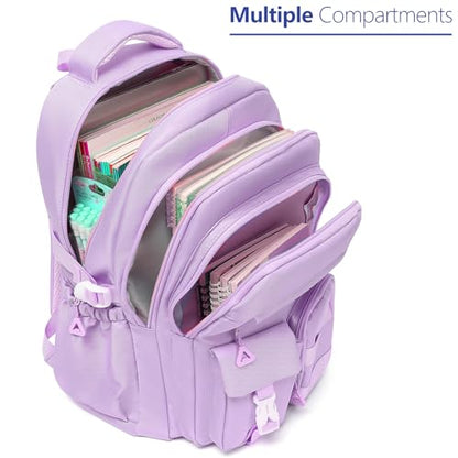 Cute Backpack for Teen Girls Boys, Aesthetic Travel Bookbag for High Middle School College Student (Purple) - color: Purple