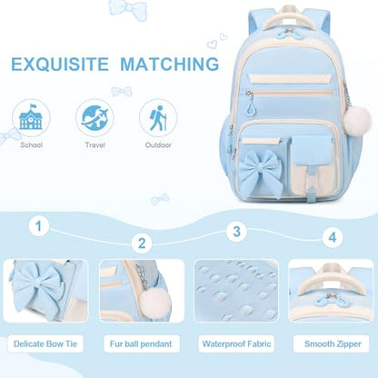 DIGOBAY Backpack for Girls, 3PCS Girls Backpack for School with Lunch Bag Pencil Case, Cute Kids Teens Bookbag for Kindergarten Elementary Preschool Middle School (Blue) - color: Blue