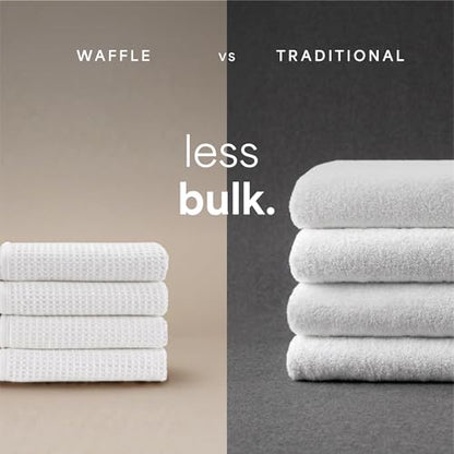 S&T INC. Aura Microfiber Waffle Bath Towels, 4 Pack, Quick-Dry, Ultra Absorbent, Lightweight Towels for Bathroom, 30 inches x 60 inches, 420GSM, White - color: White