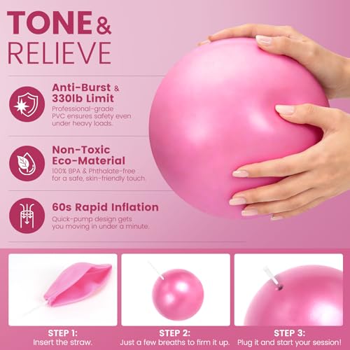 Pilates Kit for Women 13PCS, Pilates Ring and Ball Set with Magic Circle, Resistance Bands Set, Figure 8 Band, Yoga Ring & Grip Socks, Home Workout Equipment Essentials Starter Kit for Beginners - color: Pink