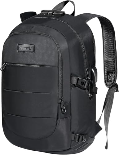 Tzowla 40 Liter Anti Theft Backpack with Giant Tumbler Holder Pocket and Lock,17.3 Inch Laptop Backpack - color: A-black, size: 40 l 17.3 inch