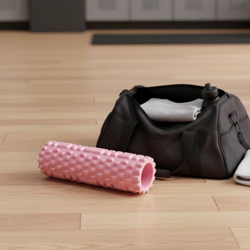 Mini Textured Foam Roller, 10 Inch Portable PVC Roller for Travel, Gym & Yoga, Compact Design (Pink/Blue) - color: Pink