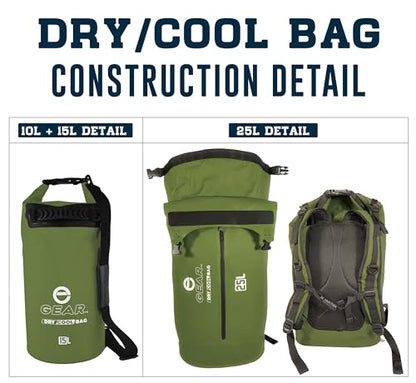 Enthusiast Gear Insulated Dry Bag Floating Cooler – 10L / 15L / 25L Roll Top, Leak Proof, Waterproof, Collapsible, with Padded Shoulder Strap - Perfect for Kayaking Fishing Beach - color: Green, size: 10 Liter