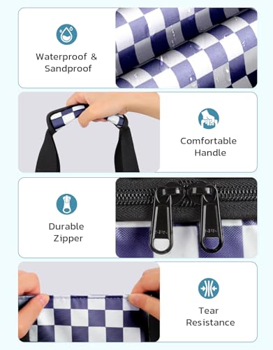 ISEYOU Beach Bag and Cooler Bag Set, 45L Waterproof XXL Foldable Tote with Zipper, 8 Pockets for Pool, Picnic, Travel - color: Blue