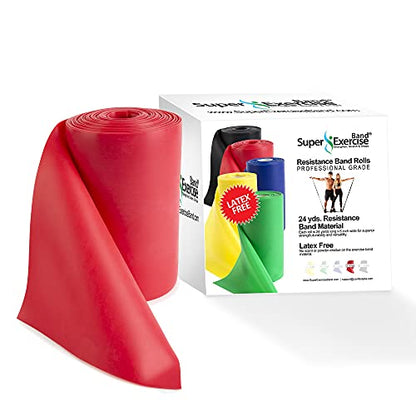 Resistance Band for Working Out | Super Exercise Bands 8,16,24 Yard Bulk Rolls |10 Strengths in Light Medium and Heavy Resistance Bands | Latex Free Workout Bands Including App and e-Book - size: 24 Yards, style: Beginner Level 2