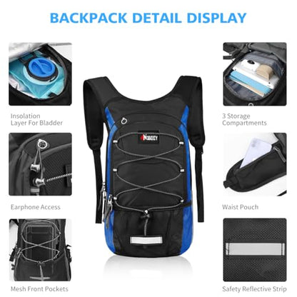 Hydration Pack, Insulated Hydration Backpack with 2L Hydration Bladder, Hiking Backpack for Men Women Kids, Water Backpack for Hiking, Running, Cycling, Camping - color: Black Blue