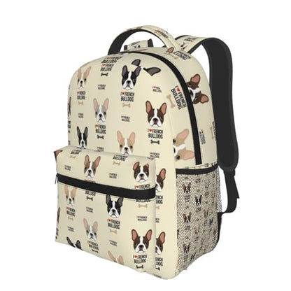 Stylish Commuter Backpack I Love French Bulldog, Lightweight Laptop Daypack for Work Office Daily and Travel - color: Pattern (239)