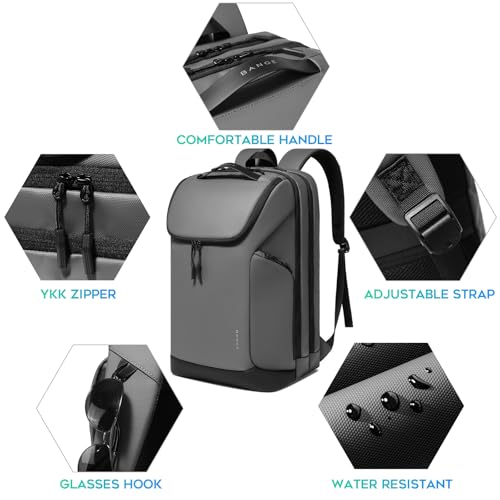 BANGE Laptop backpack with 15.6 inch laptop compartment fit for overnight and commute for men and women (Grey) - color: Grey