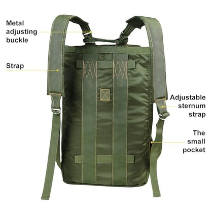 Military Tactical Backpack Parachute Buckles Hook Nylon Rucksacks Flight Backpacks Day Pack for Outdoor,Hiking,Camping (Green) - color: Green
