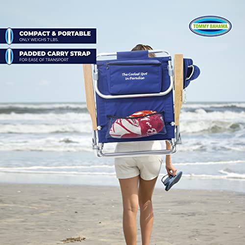 Tommy Bahama 5-Position Classic Lay Flat Folding Backpack Beach Chair, Polyester, Navy - color: Navy, size: 1-Pack