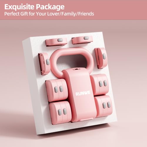Lightweight Adjustable Dumbbell Kettlebell Set - 4 in 1 Free Weight Set with Kettlebell Grip Converter, Each 2.2 3.3 4.4 5.5lb Quick Change Weight Women Dumbbell Set for Small Spaces Home Gym - color: Adjustable Kettlebell Pink