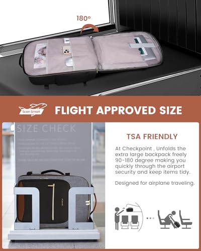 LOVEVOOK 40L Travel Backpack for Women & Men, Airline Approved Carry On Luggage with 3 Packing Cubes, TSA Overnight Bags, Waterproof Personal Item Bag, Weekender Essentials Backpacks fits 17" Laptop - color: Black-grey-brown, size: Large