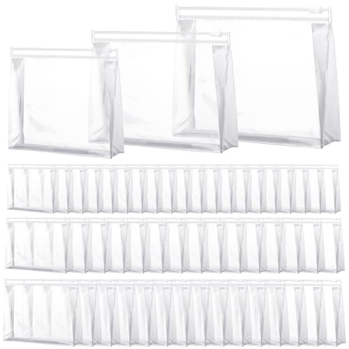 Xuniea 50 Pcs Mini Clear Makeup Bag Small Clear Zipper Pouch Travel Plastic Cosmetic Organizer Waterproof for Toiletries Swimsuit Bikini Bathing Suit(9.8'',7.9'',5.9'',Transparent) - color: Transparent, size: 9.8in,7.9in,5.9in